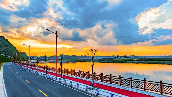 潼南区滨江路（双江至金佛大桥）夕阳美景令人流连忘返。特约摄影王华侨
